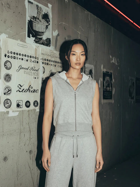 Organic Sleeveless Zipped Hoodie: Womens