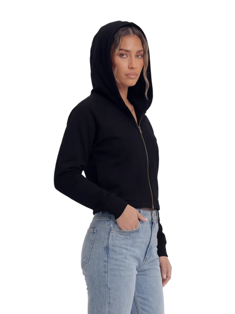 Organic Cropped Zipped Hoodie: Womens