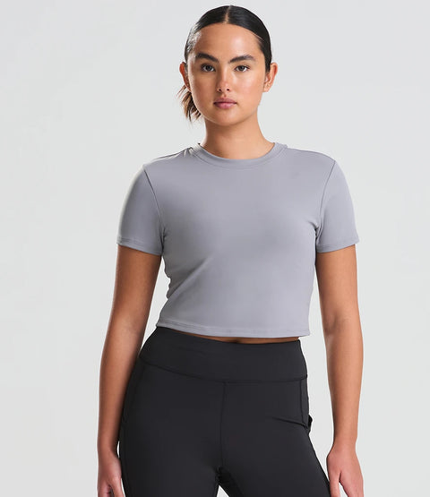 Recycled Stretch Cropped Sports T-shirt: Womens