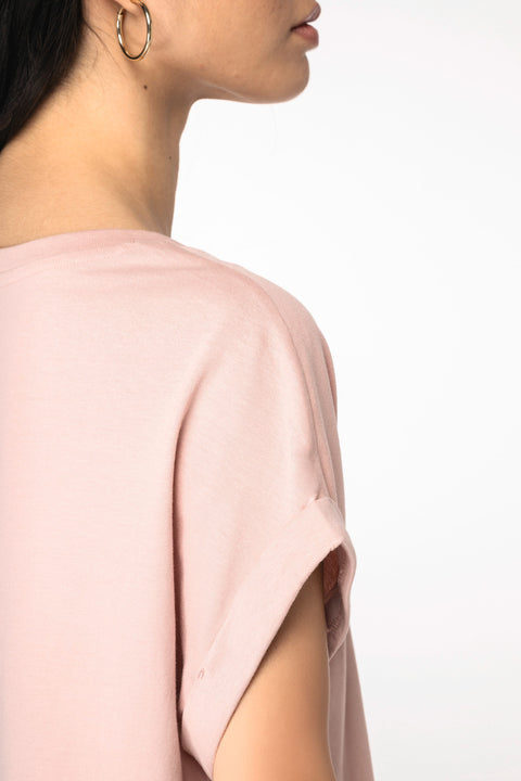 Organic Loose Fit Roll Sleeve T-shirt: Womens