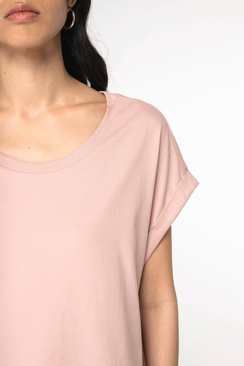Organic Loose Fit Roll Sleeve T-shirt: Womens