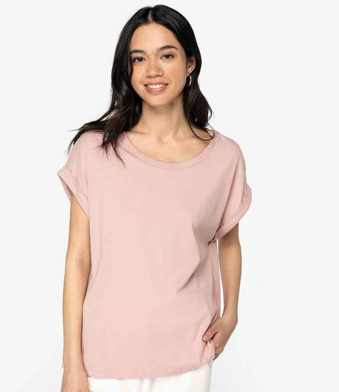 Organic Loose Fit Roll Sleeve T-shirt: Womens