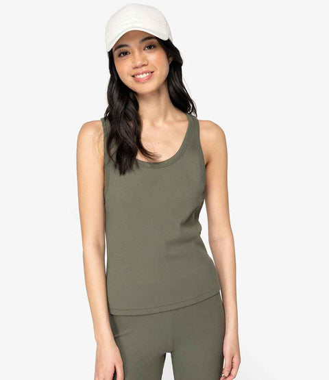 Organic Cotton Ribbed Tank Top: Womens