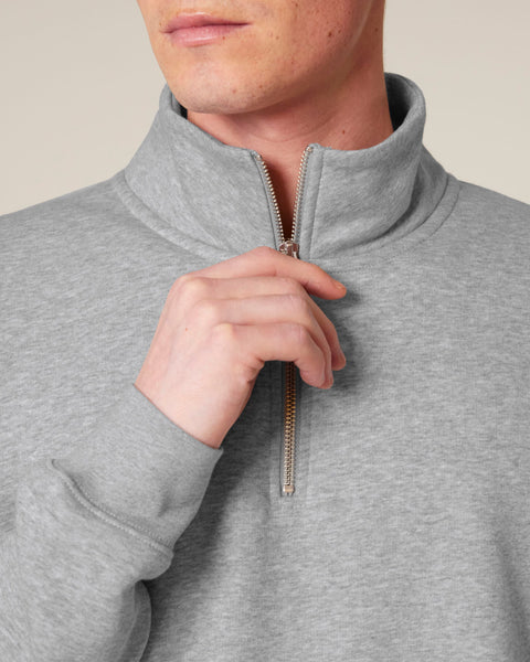 Organic Zip Neck Sweatshirt: Unisex