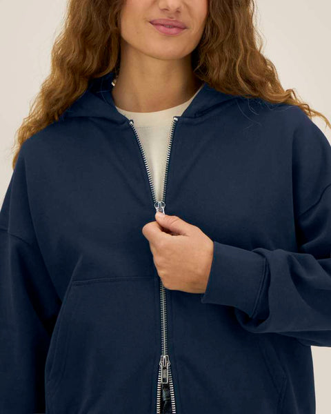 Organic & Recycled Cotton Relaxed Boxy Zipped Hoodie: Unisex