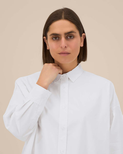 Organic Cotton Boxy Poplin Shirt: Womens