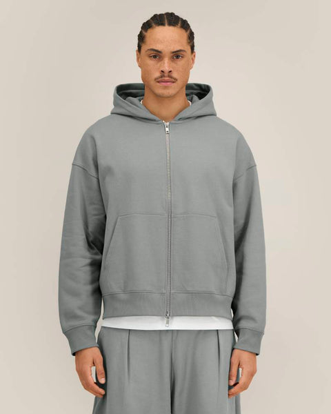 Organic & Recycled Cotton Relaxed Boxy Zipped Hoodie: Unisex