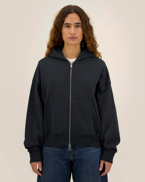 Organic & Recycled Cotton Relaxed Boxy Zipped Hoodie: Unisex