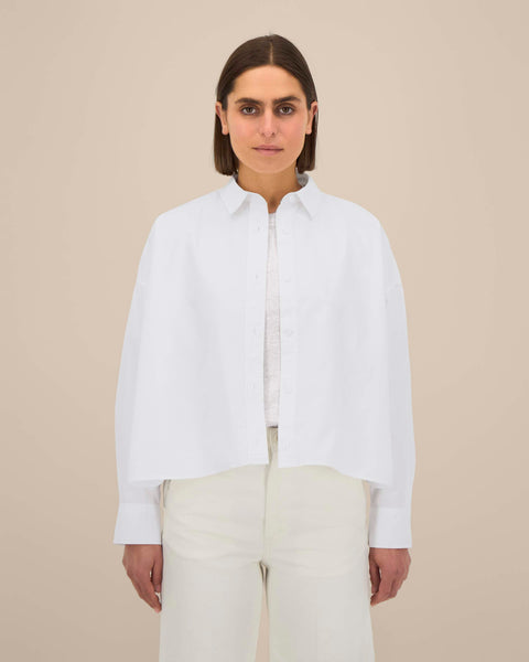 Organic Cotton Boxy Poplin Shirt: Womens