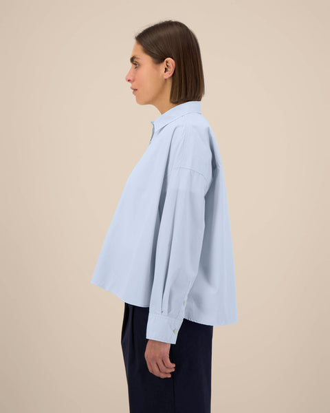 Organic Cotton Boxy Poplin Shirt: Womens