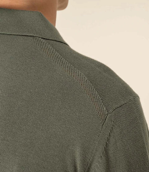 Organic Knitted Long Sleeve Polo Shirt: Mens