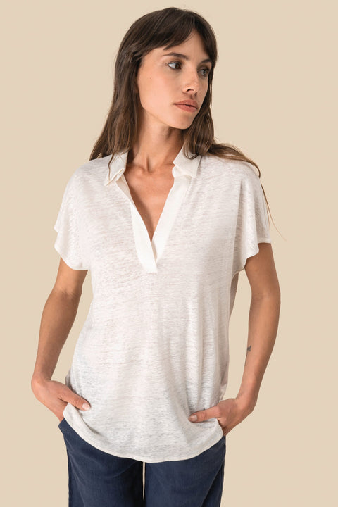 Linen Polo Shirt: Womens