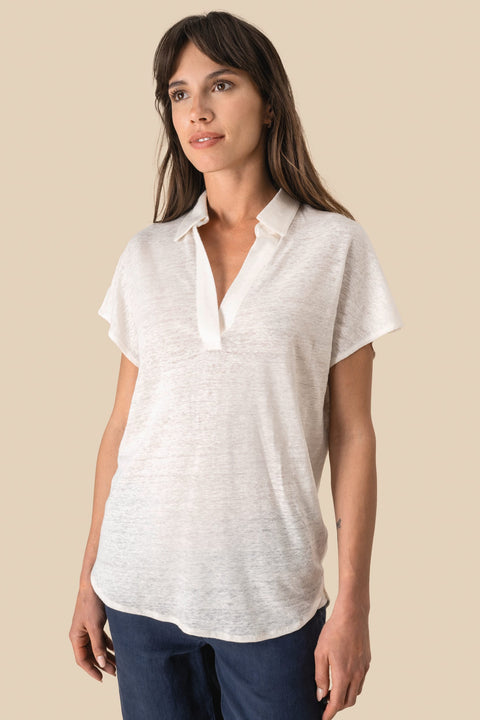 Linen Polo Shirt: Womens