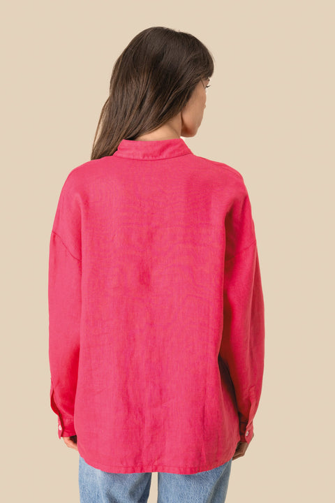 Linen Long Sleeve Oversized Shirt: Womens