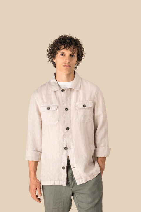 Linen Washed Overshirt: Mens