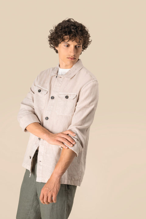 Linen Washed Overshirt: Mens