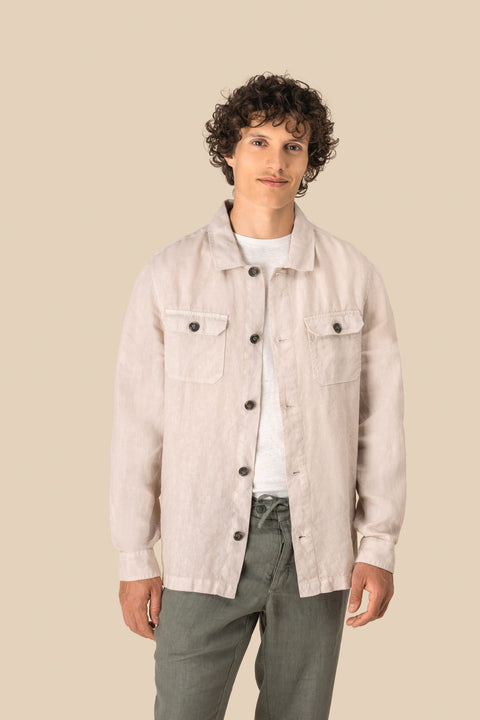 Linen Washed Overshirt: Mens