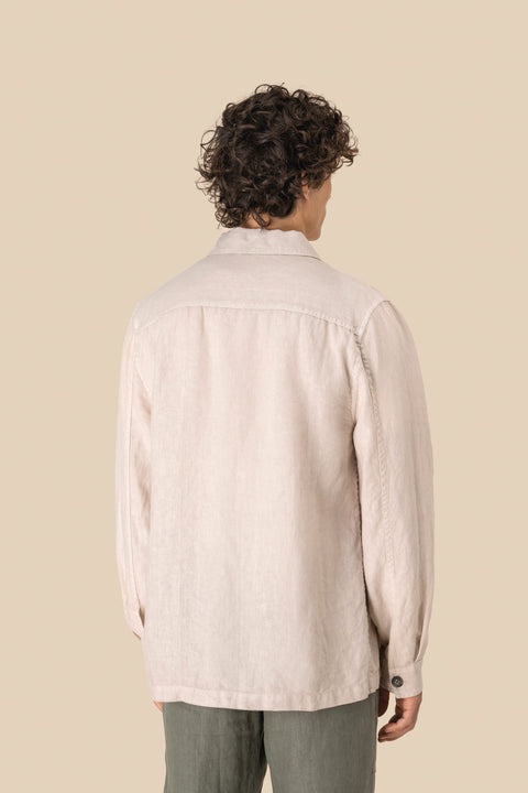 Linen Washed Overshirt: Mens