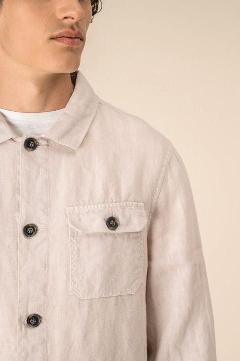 Linen Washed Overshirt: Mens