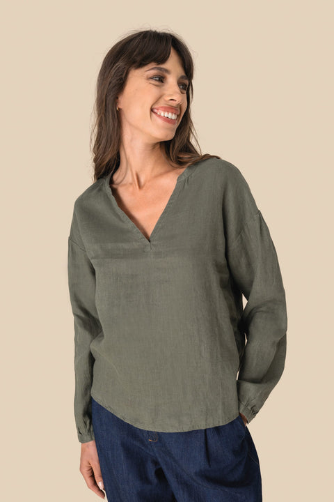 Linen Relaxed Blouse: Womens