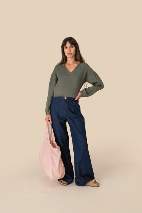 Linen Relaxed Blouse: Womens