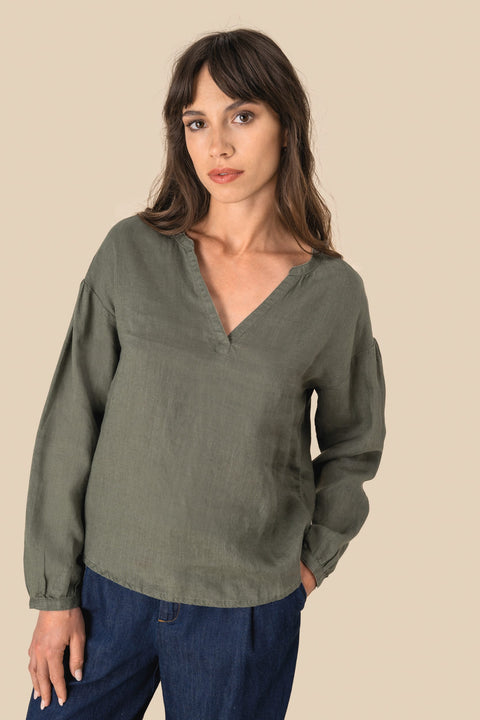 Linen Relaxed Blouse: Womens