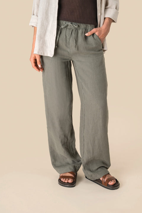 Linen Washed Trousers: Womens
