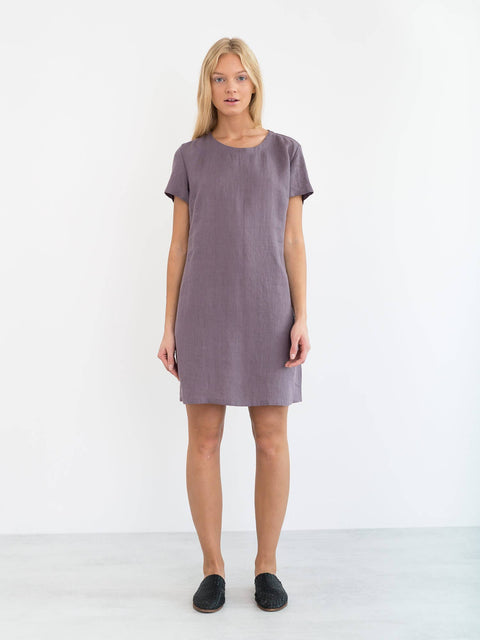 Linen Short Sleeve Mini Dress