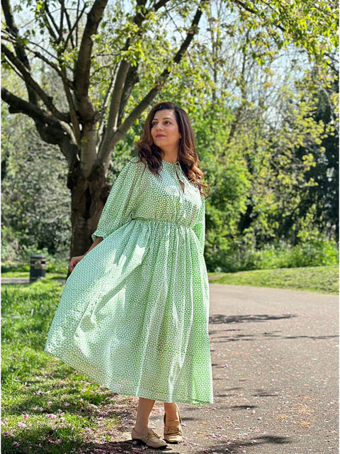 Block Print Cotton Long Dress