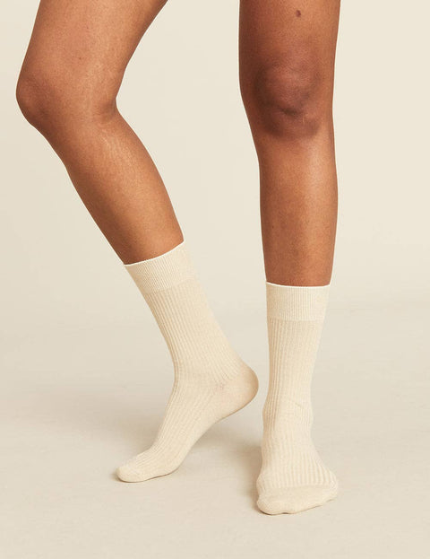 Organic Bamboo Ribbed Crew Socks: Womens