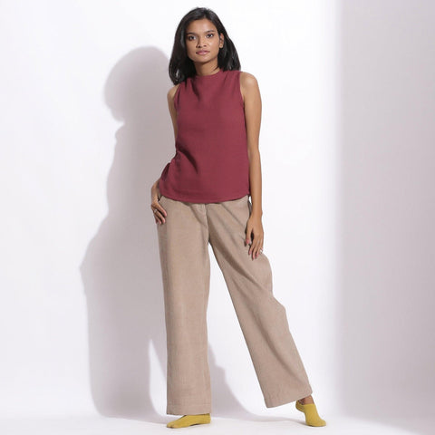 Cotton Waffle Funnel Neck Top