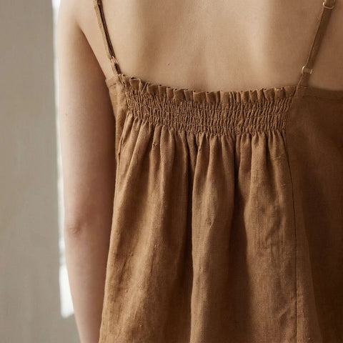 Cotton Spaghetti Strap Top with Elastic Back