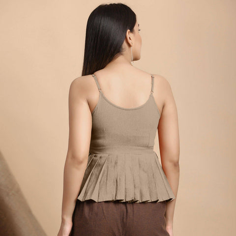 Cotton Flax Pleated Camisole Top