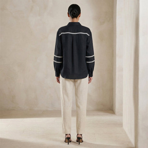Cotton Relaxed Long Sleeve Button-Down Shirt
