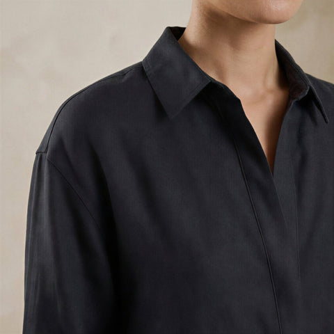 Cotton Relaxed Long Sleeve Button-Down Shirt