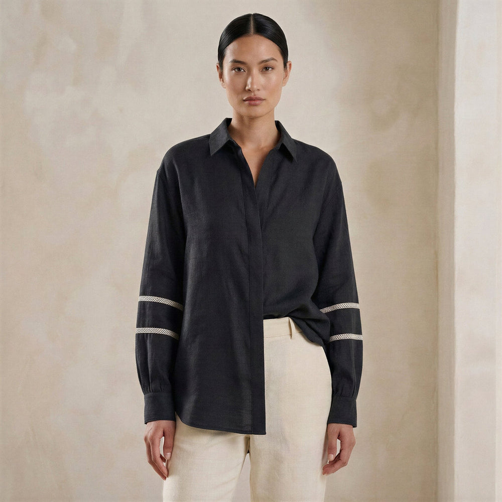 Cotton Relaxed Long Sleeve Button-Down Shirt