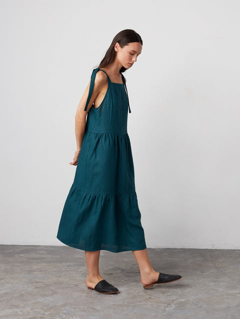 Linen Sleeveless Strap Dress
