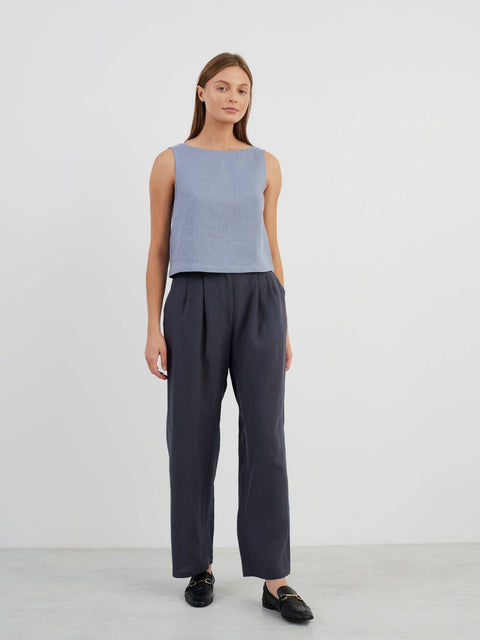 Linen Cropped Tank Top