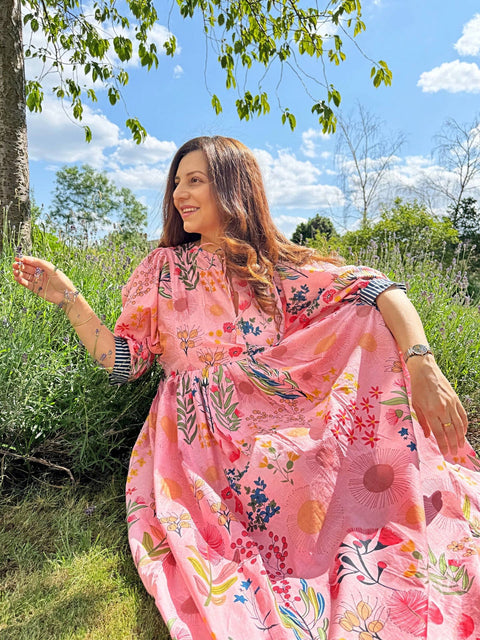 Block Print Cotton Long Dress