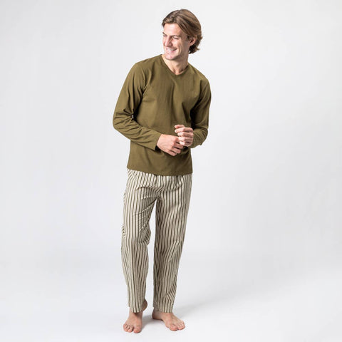 Fairtrade Organic Striped Pyjamas with Bag: Mens