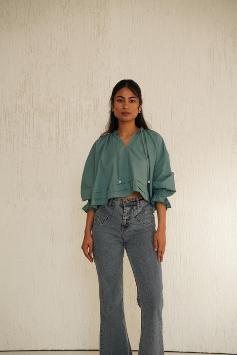 Organic Cotton Puff Sleeve Blouse: Womens