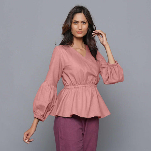 Cotton Flannel Peplum Top