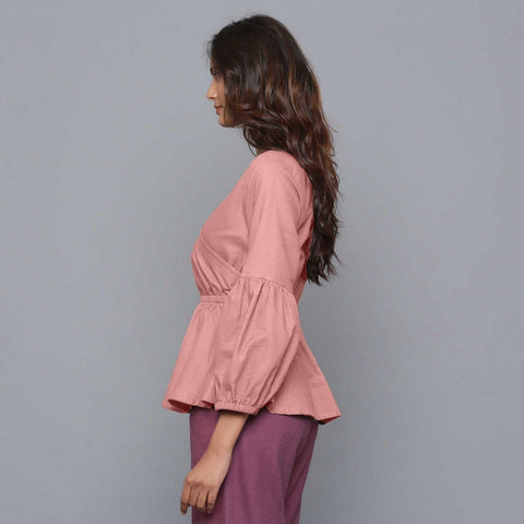 Cotton Flannel Peplum Top