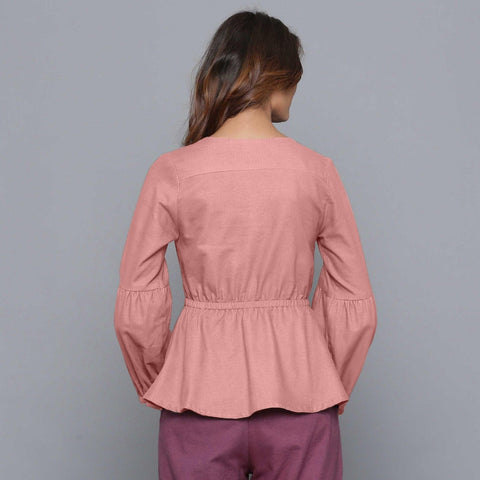 Cotton Flannel Peplum Top
