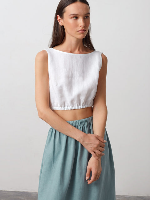 Linen Scoop Neck Tank Top