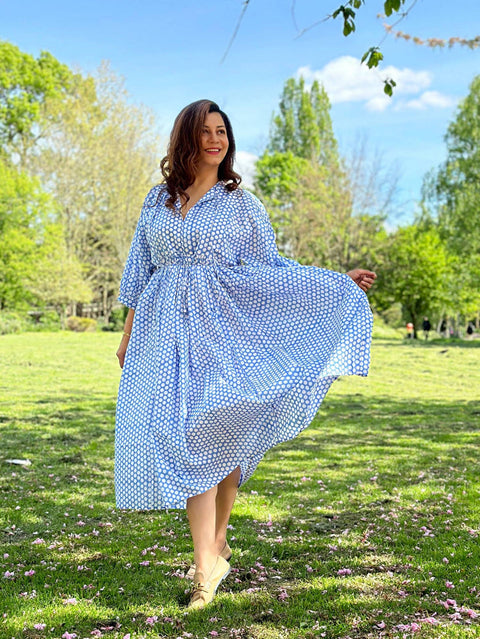 Block Print Cotton Long Dress