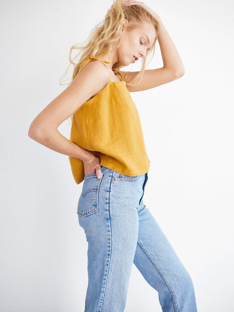 Linen Camisole Top with Tie Straps