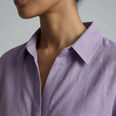 Cotton Linen Relaxed Button-Down Shirt