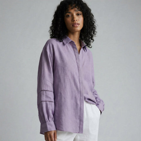 Cotton Linen Relaxed Button-Down Shirt
