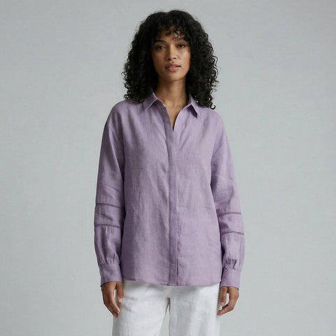 Cotton Linen Relaxed Button-Down Shirt